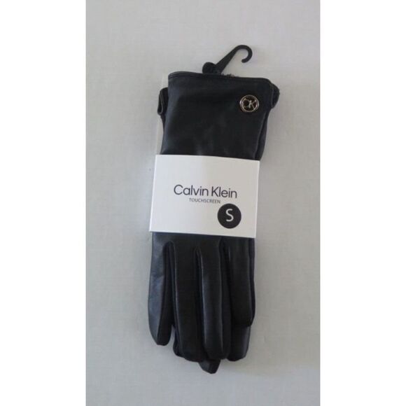 Calvin Klein A2WG5893 Women's Sz SMALL Black Leather Touchscreen Gloves - Picture 1 of 5